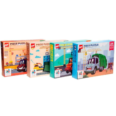 Biler Puslespil i æske 24-brikker 1-pakke