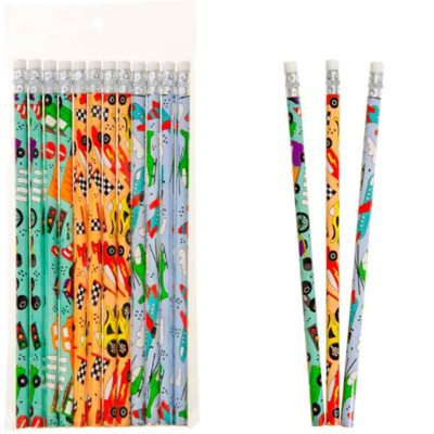 Biler Blyanter med Viskelæder 12-stk pakke