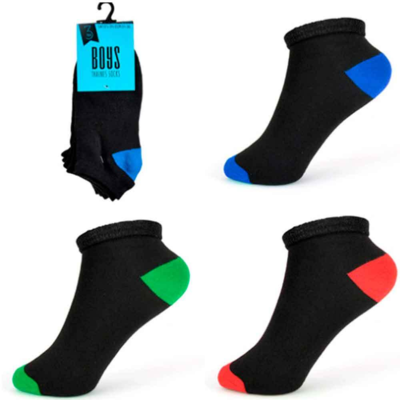 Boys Trainer Socks Black 3 pack