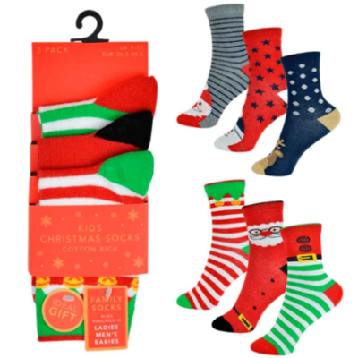 Julestrømper Christmas Design 3-pak str. 23-39