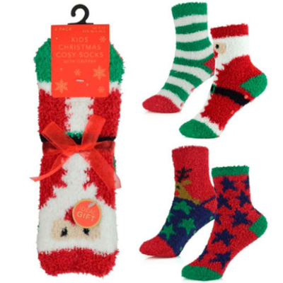 Julestrømper Fluffy Christmas Design 2-pak str. 23-40