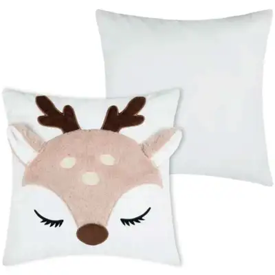 Pyntepude med Dådyrmotiv 40 x 40 cm Beige