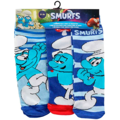 Smølferne Strømper Blå 3-pak str. 23-34