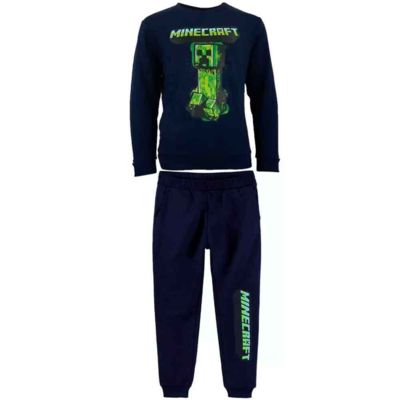 Minecraft Joggingsæt Creeper Navy str. 6-12 år