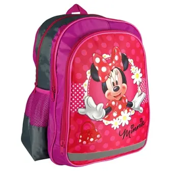 Minnie Mouse skoletaske - Minnie Mouse grå/pink/rød