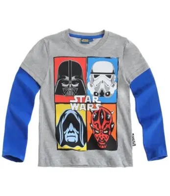 Star Wars - Langærmet T-shirt i gråmelange/blå