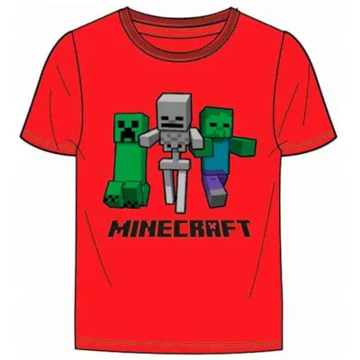 Minecraft Kort T-shirt til Drenge Rød