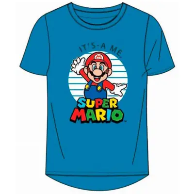 Super Mario Kort T-Shirt Blå