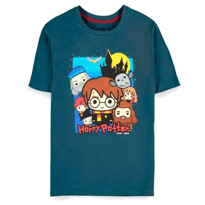 Harry Potter Cartoon Kort T-shirt Blå