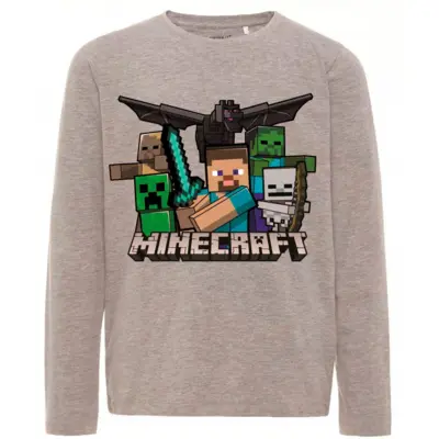 Minecraft T-shirt Langærmet Creepers Grå