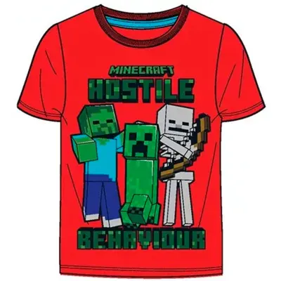 Minecraft T-shirt Kortærmet Rød Hostile