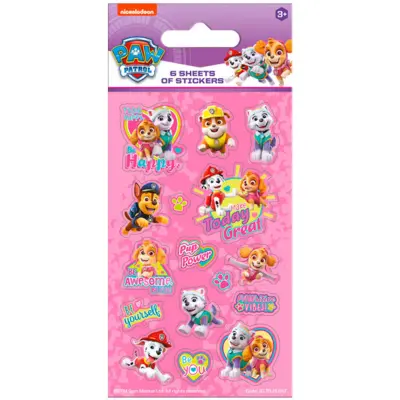 Paw Patrol Party Stickers Pink 6-ark