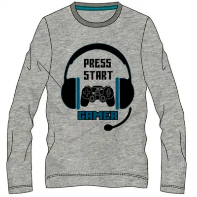 Gamer T-shirt Grå Press Start