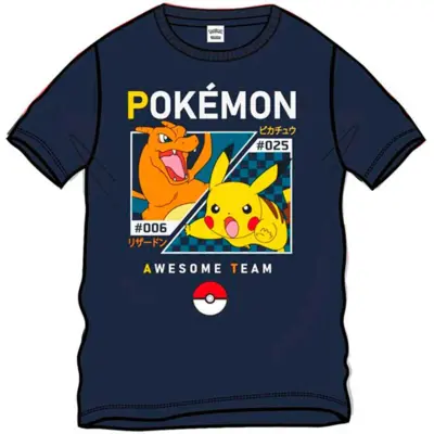Pokemon T-shirt Kortærmet Navy 4-12 år