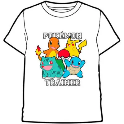Pokemon Trainer T-shirt Kort Hvid str. 6-14 år