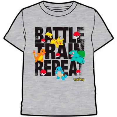 Pokemon T-shirt Kort Grå Battle Train Repeat
