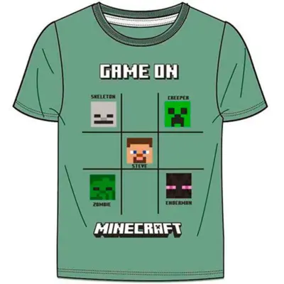 Minecraft T-shirt Kortærmet Grøn str. 6-12 år