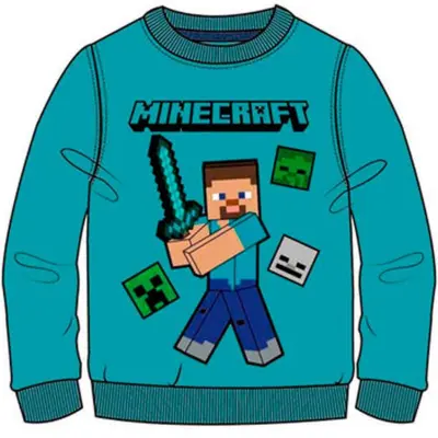 Minecraft Sweatshirt Turkis Steve str. 6-12 år