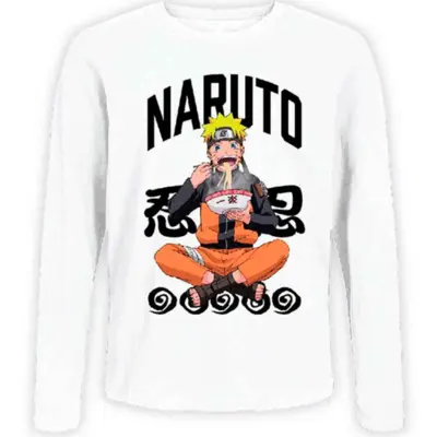 Naruto Shippuden T-shirt Langærmet Hvid str. 4-12 år